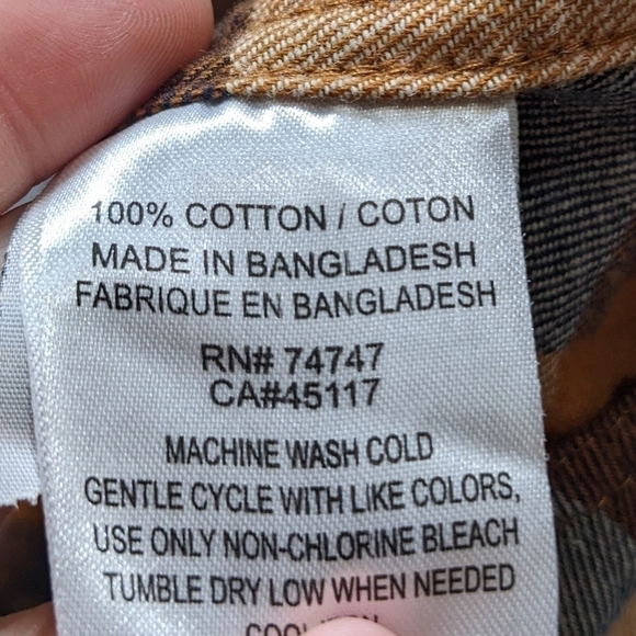 ✨3/$15 Red Head orange blue cream plaid flannel 100% cotton button up L - Picture 7 of 8